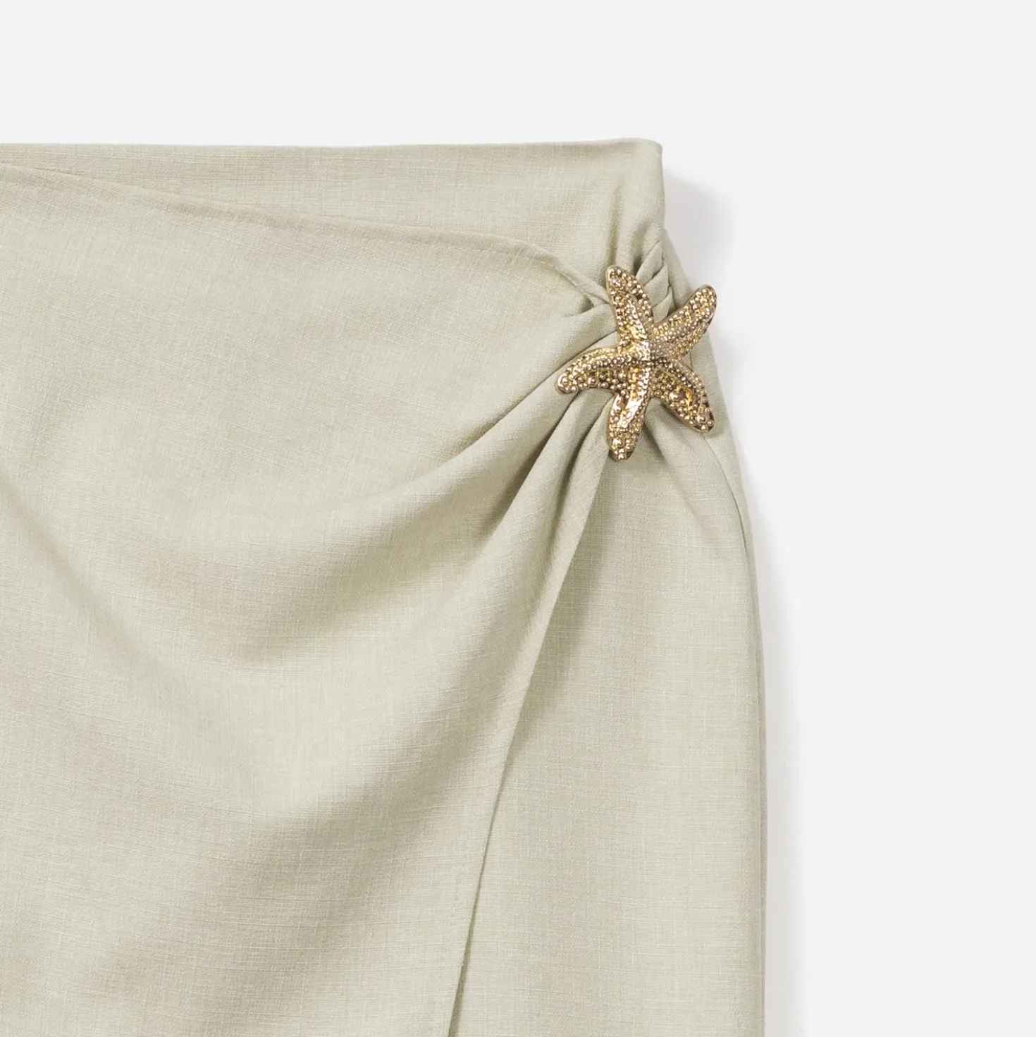 Jupe portefeuille TEXTO beige décor étoile