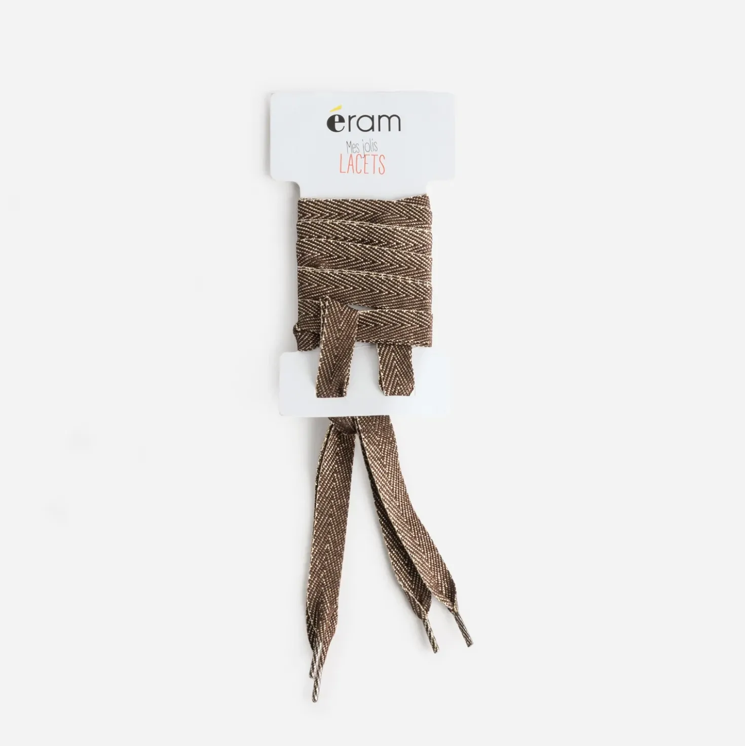 Lacets marron lurex doré
