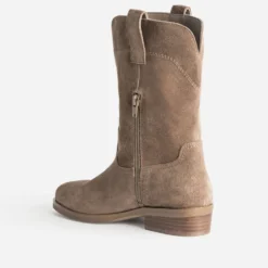 Mi-botte taupe cuir velours