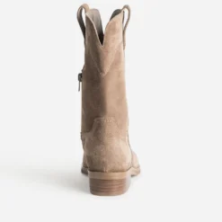 Mi-botte taupe cuir velours
