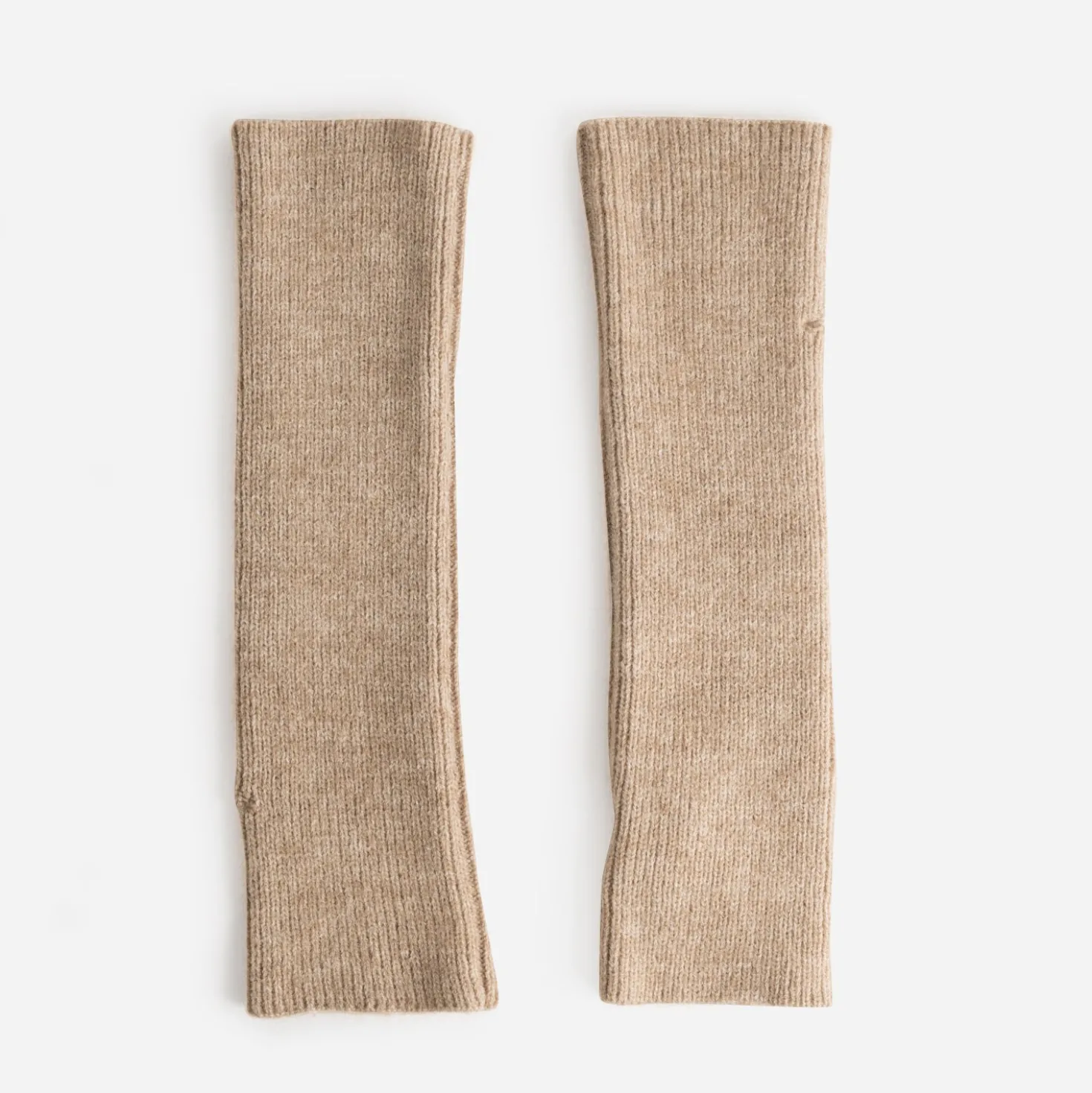 Mitaines longues TEXTO beige tricot