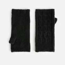 Mitaines noires tricot torsades