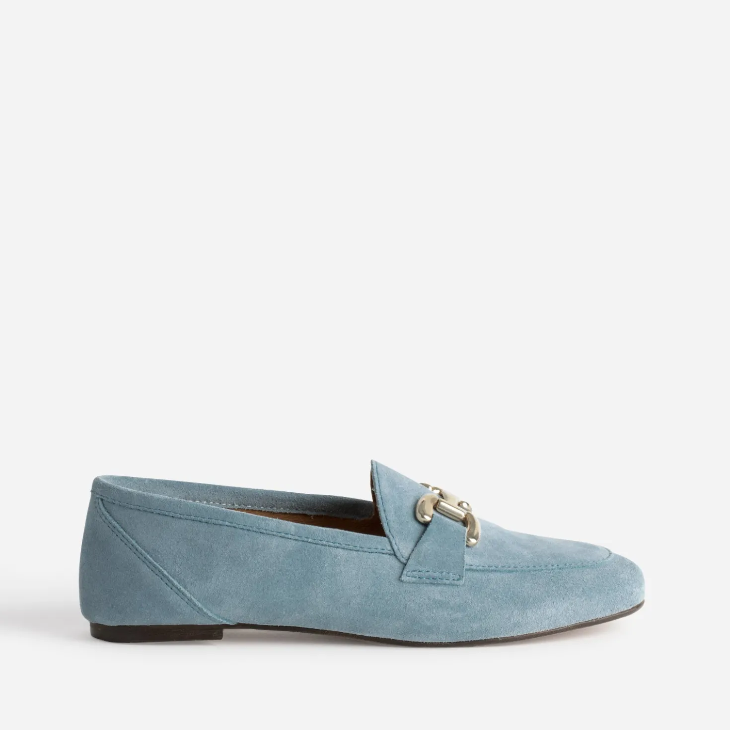 Mocassin baby blue en cuir velours