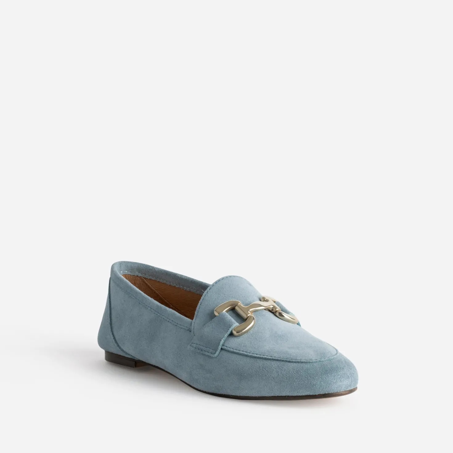 Mocassin baby blue en cuir velours