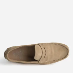 Mocassin beige éco-conçu en cuir velours