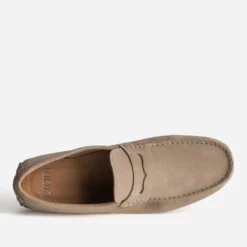 Mocassin beige cuir velours