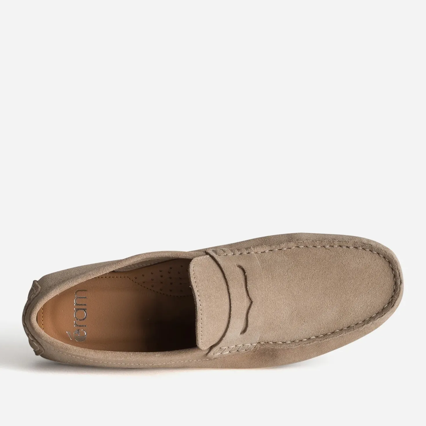 Mocassin beige cuir velours