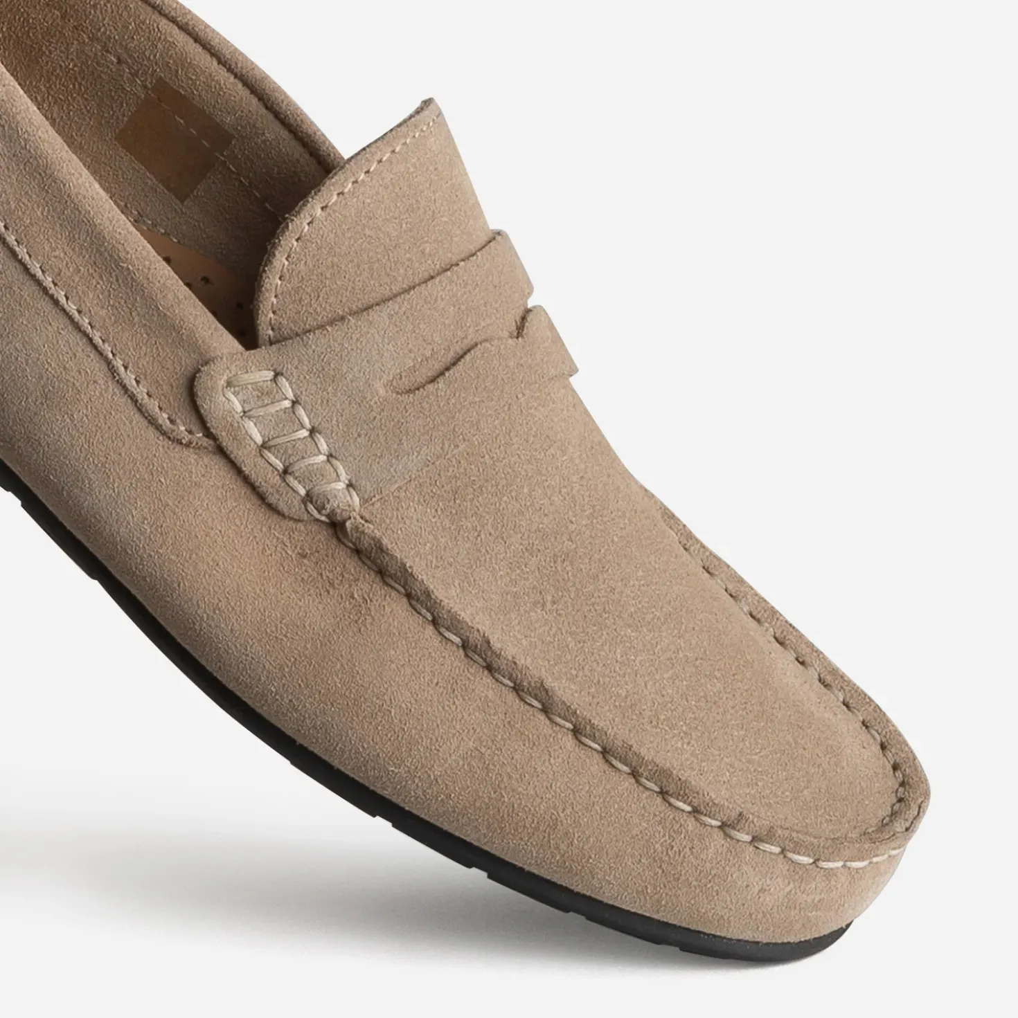 Mocassin beige cuir velours