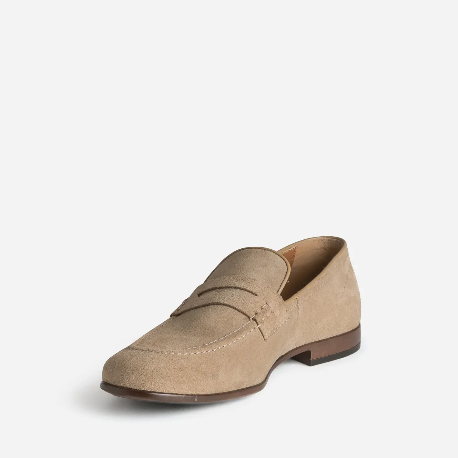 Mocassin beige cuir velours