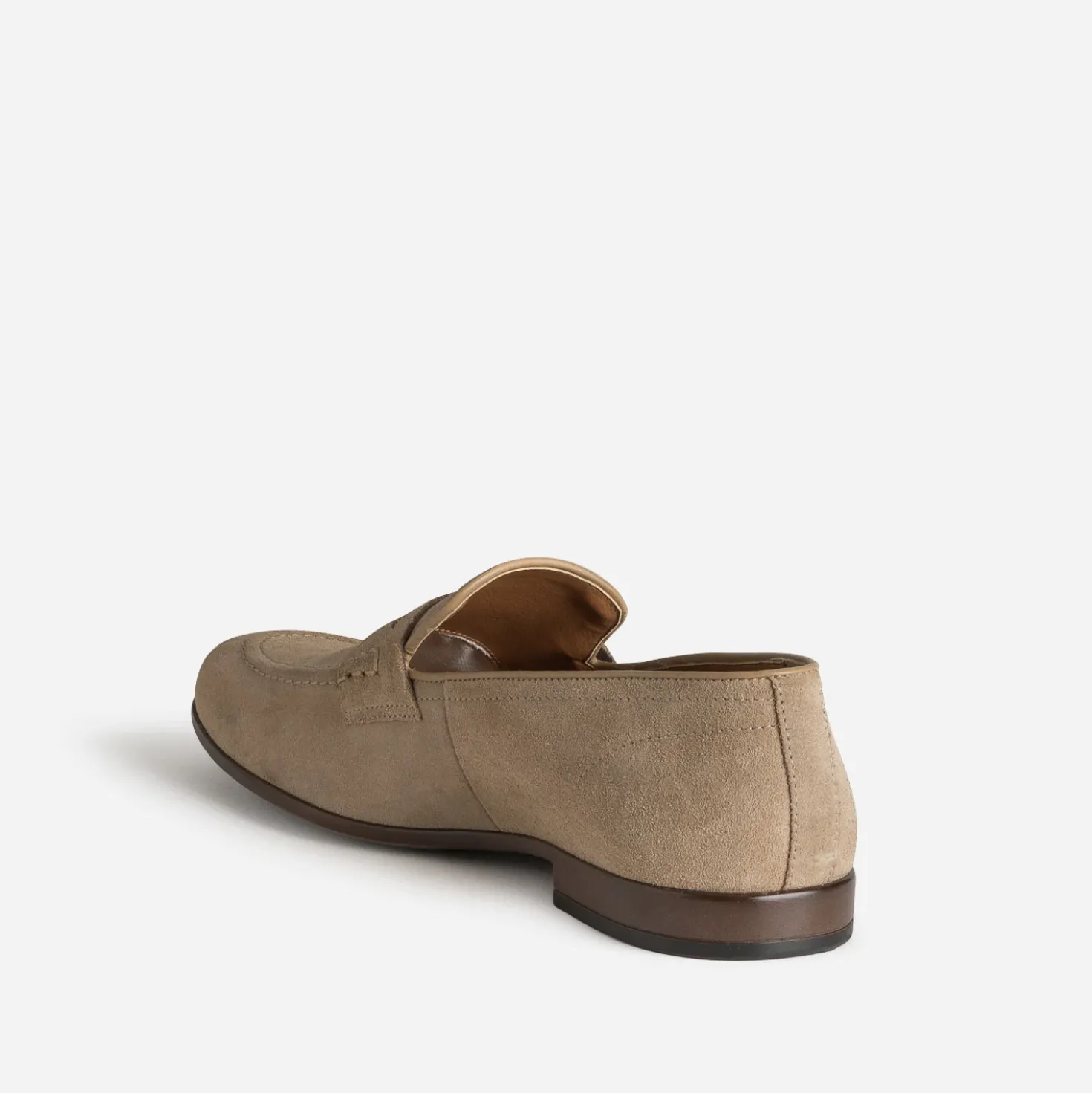 Mocassin beige cuir velours