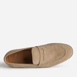 Mocassin beige cuir velours