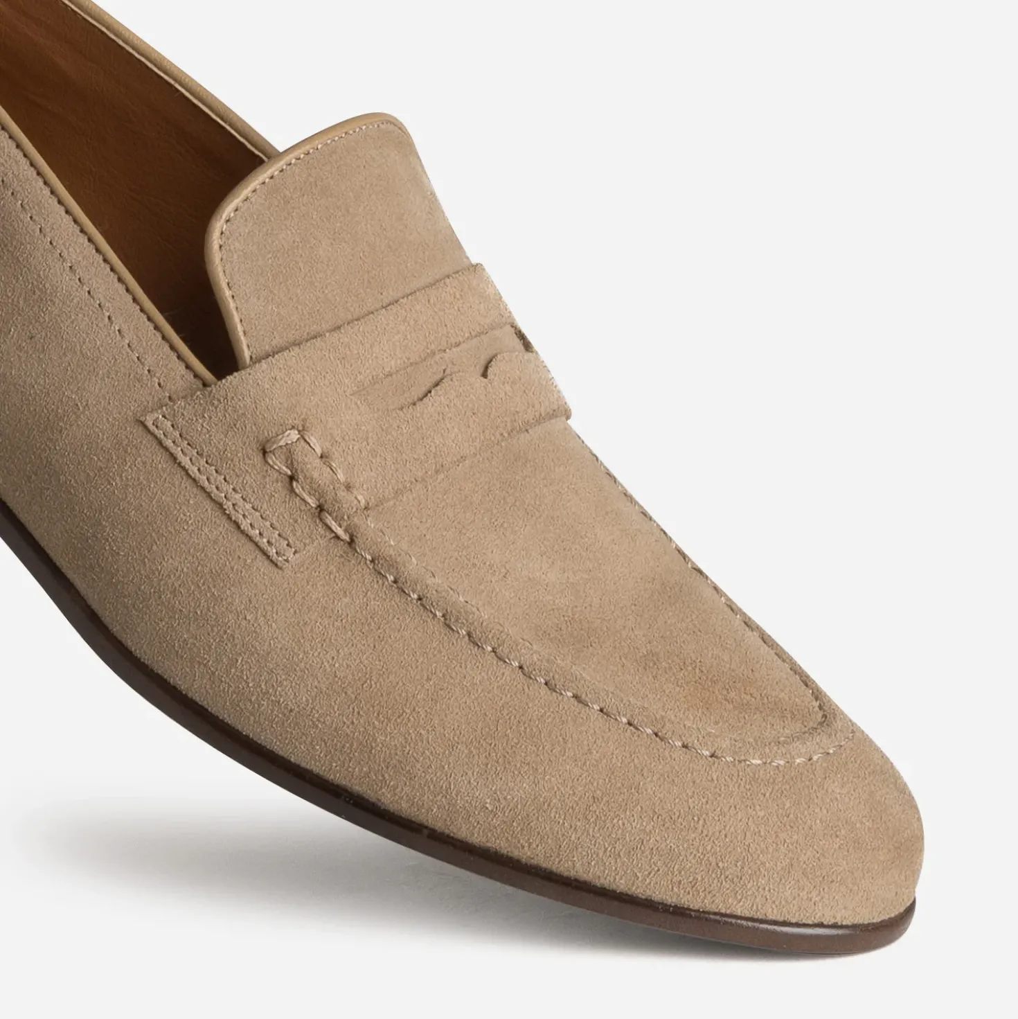 Mocassin beige cuir velours