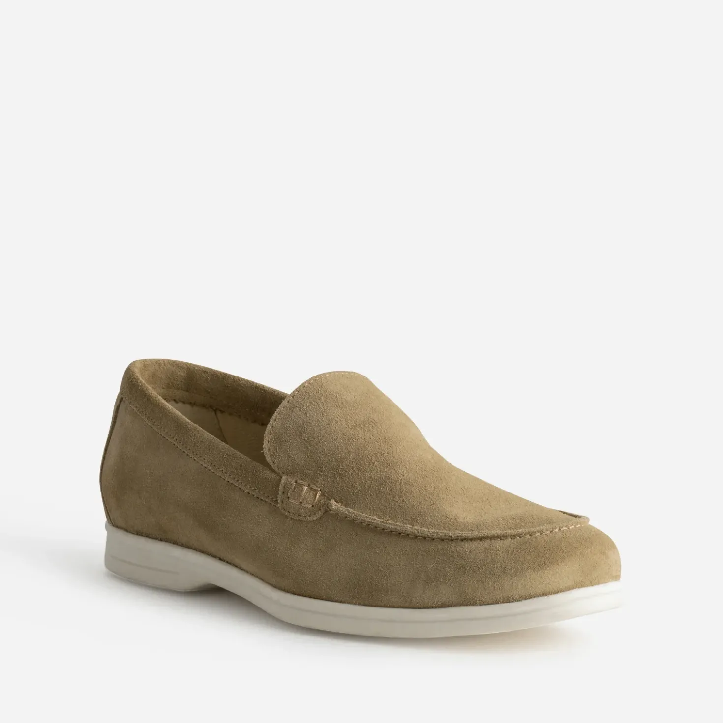 Mocassin beige cuir velours