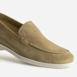 Mocassin beige cuir velours