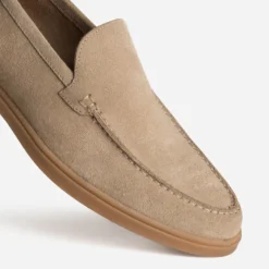 Mocassin beige cuir velours