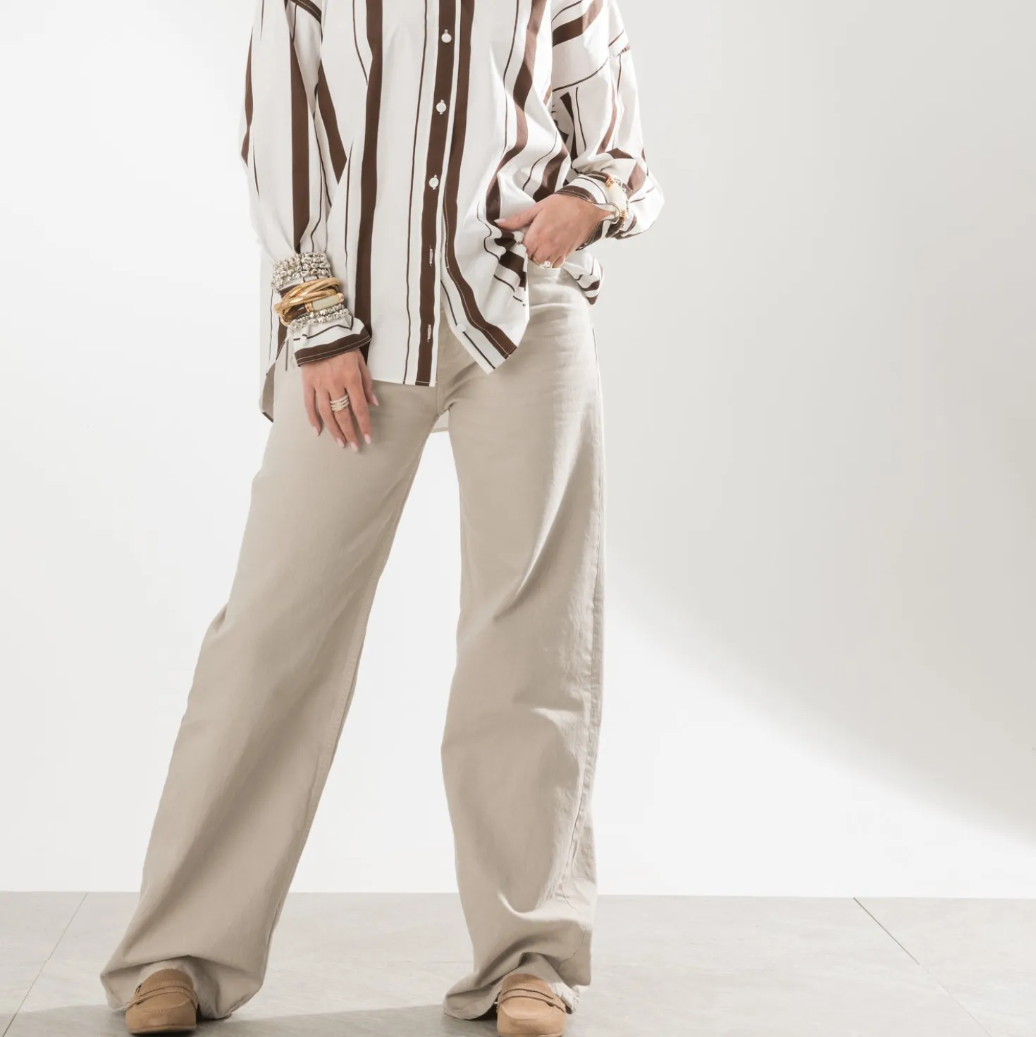 Mocassin beige cuir velours