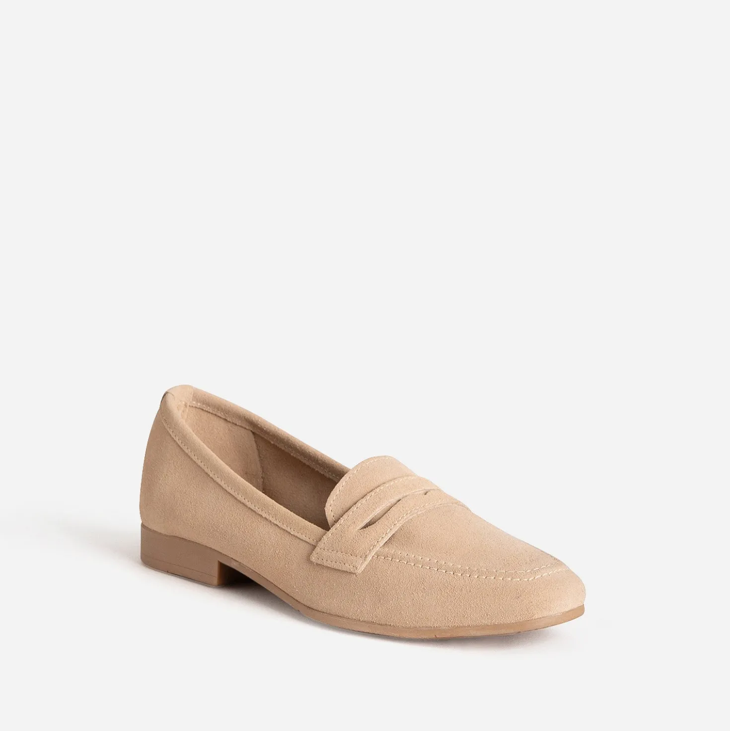 Mocassin beige cuir velours
