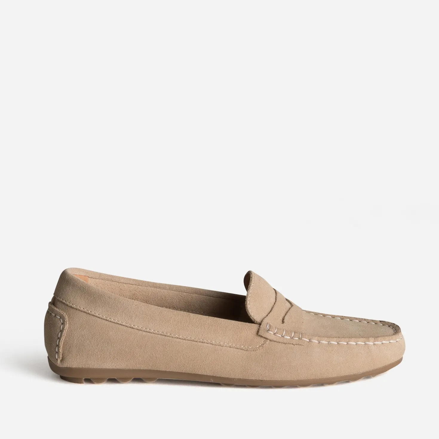 Mocassin beige cuir velours