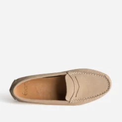 Mocassin beige cuir velours