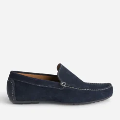 Mocassin bleu marine en cuir velours