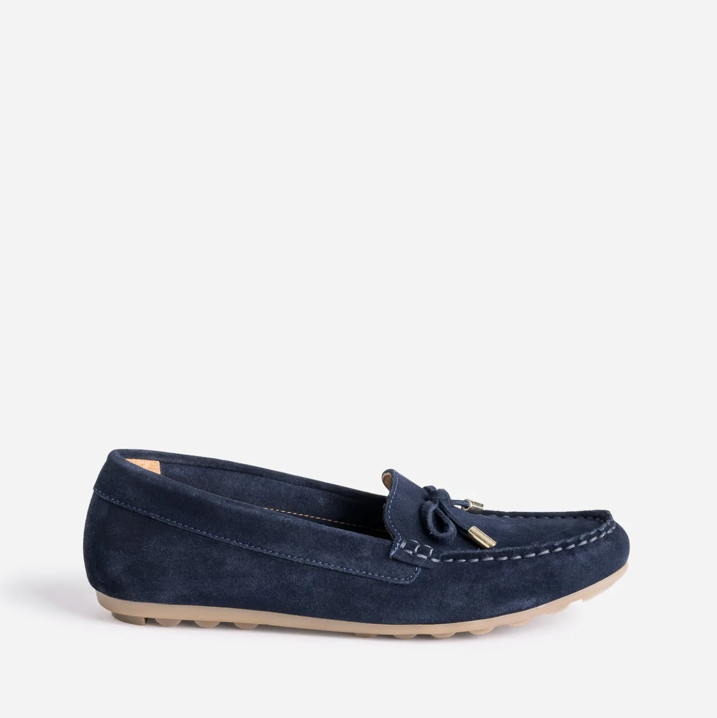 Mocassin bleu marine en cuir velours