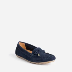 Mocassin bleu marine en cuir velours