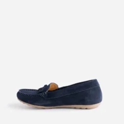 Mocassin bleu marine en cuir velours