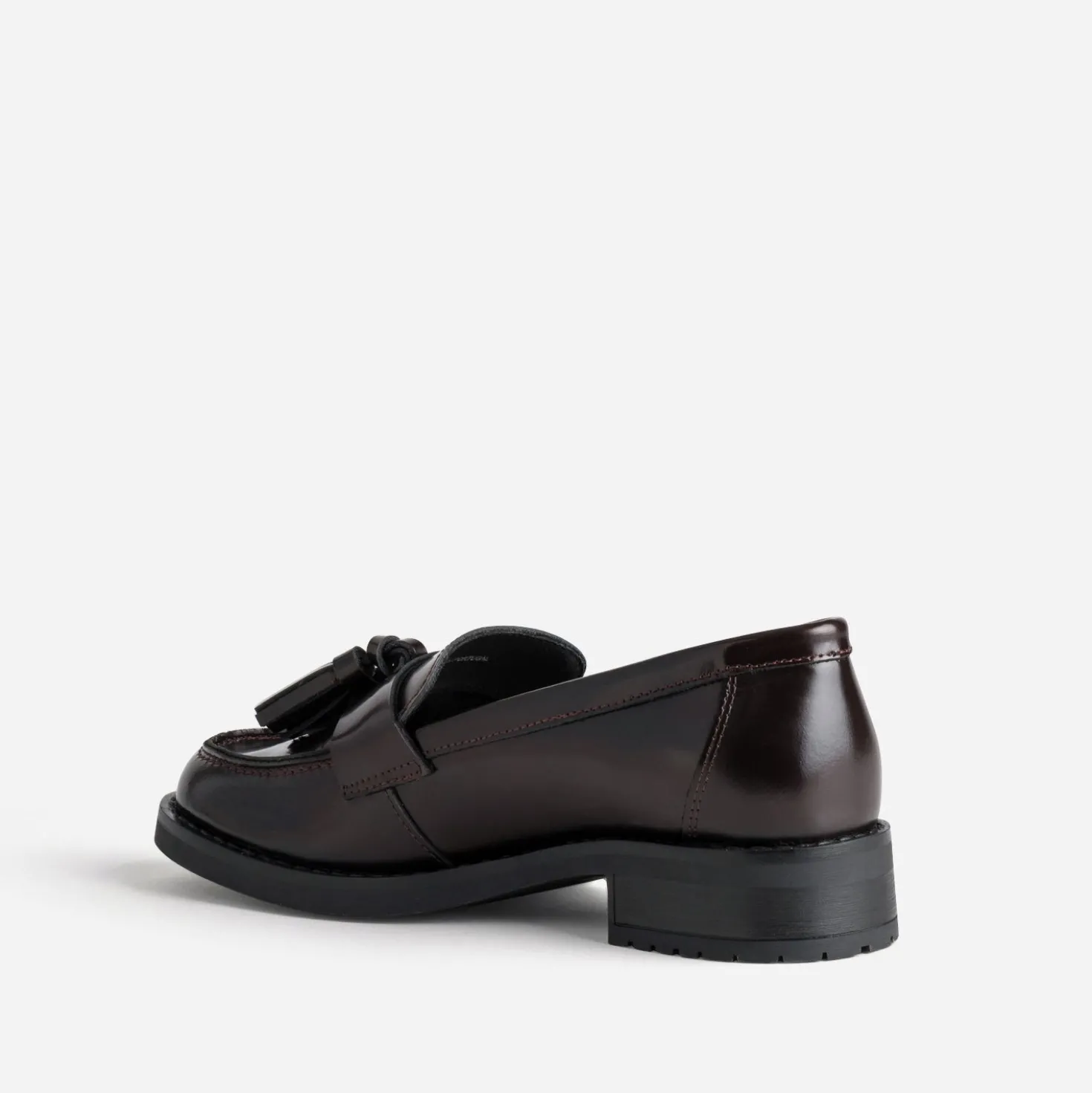 Mocassin bordeaux cuir à pampilles