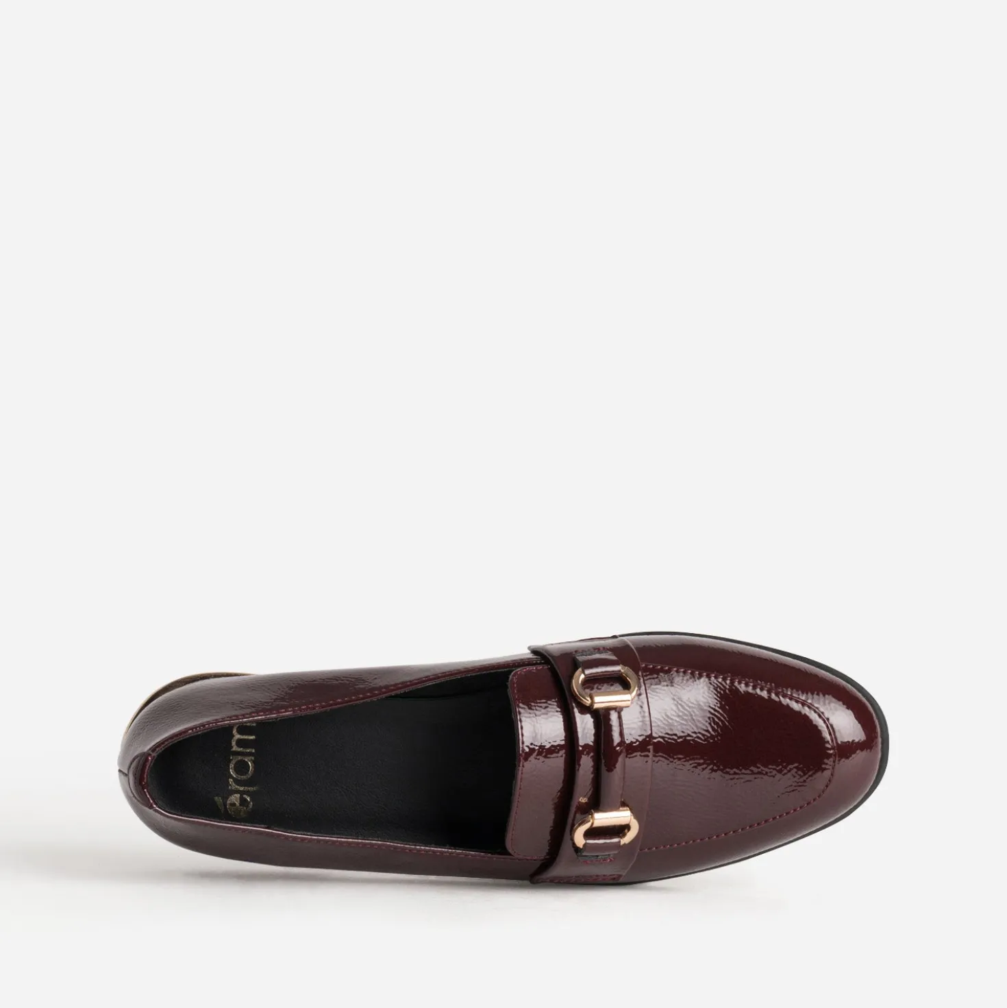 Mocassin bordeaux verni barrette dorée