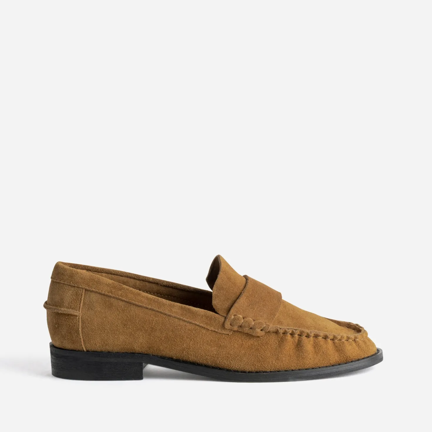 Mocassin camel cuir velours souple