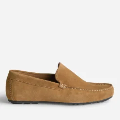 Mocassin camel en cuir velours