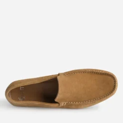 Mocassin camel en cuir velours