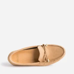 Mocassin camel en cuir velours éco-conçu