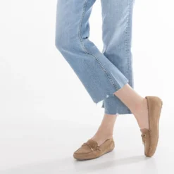 Mocassin camel en cuir velours éco-conçu