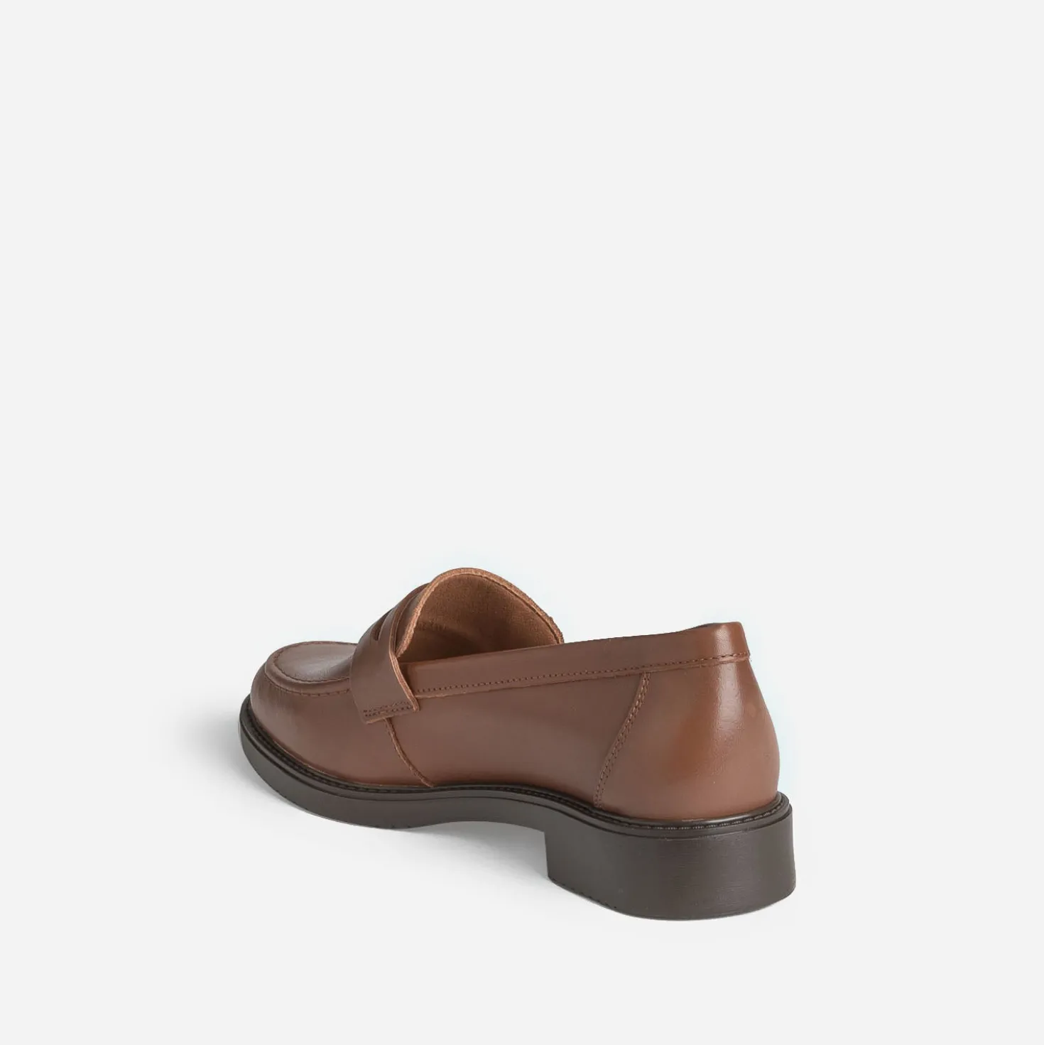 Mocassin cognac cuir bord cranté