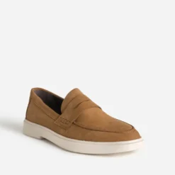 Mocassin cognac cuir velours semelle sport