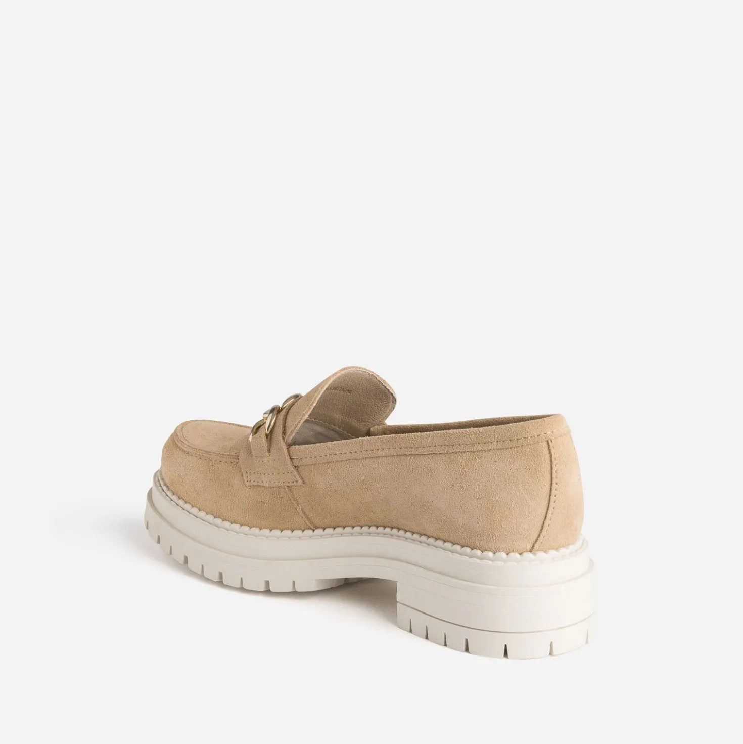 Mocassin crantée TEXTO beige en cuir velours