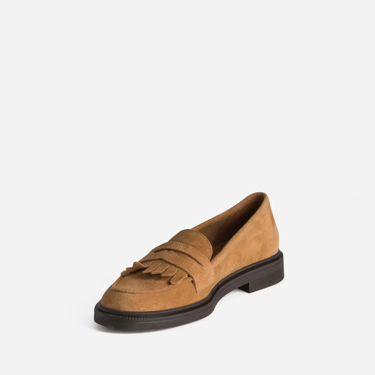 Mocassin ERAM FLEX camel cuir velours frange