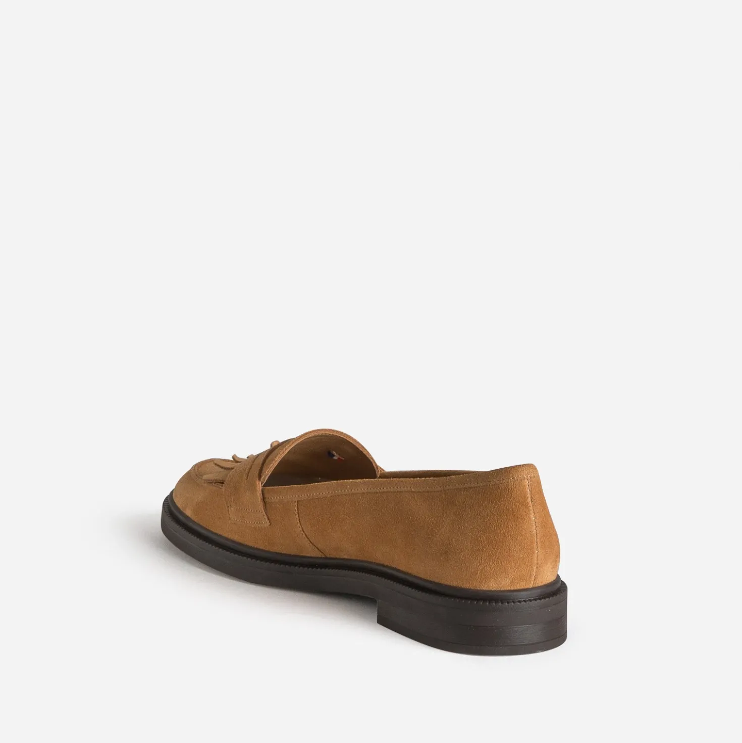Mocassin ERAM FLEX camel cuir velours frange