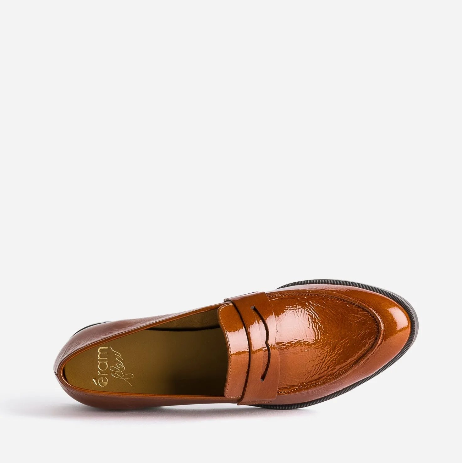 Mocassin ERAM FLEX caramel en cuir verni