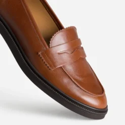Mocassin ERAM FLEX cognac cuir bord cranté
