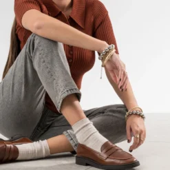 Mocassin ERAM FLEX cognac cuir bord cranté