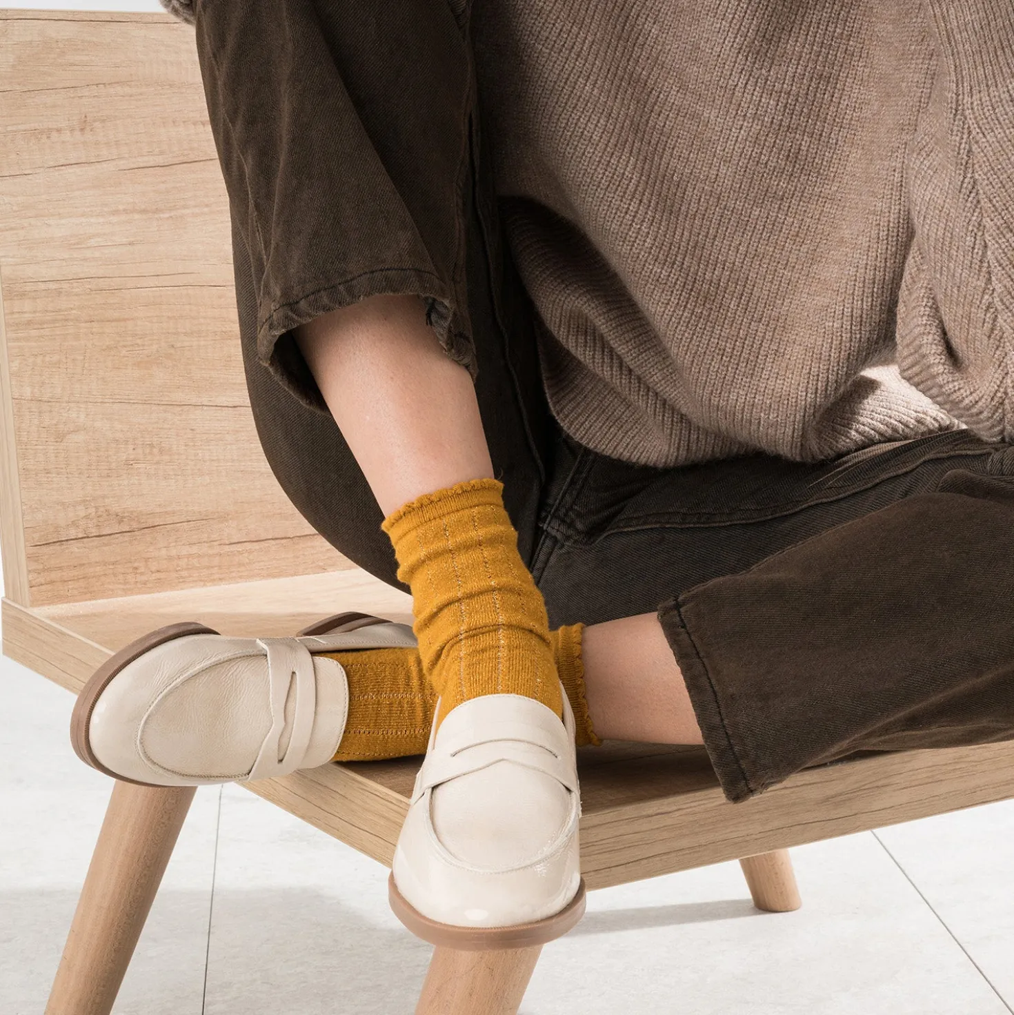 Mocassin ERAM FLEX écru cuir verni