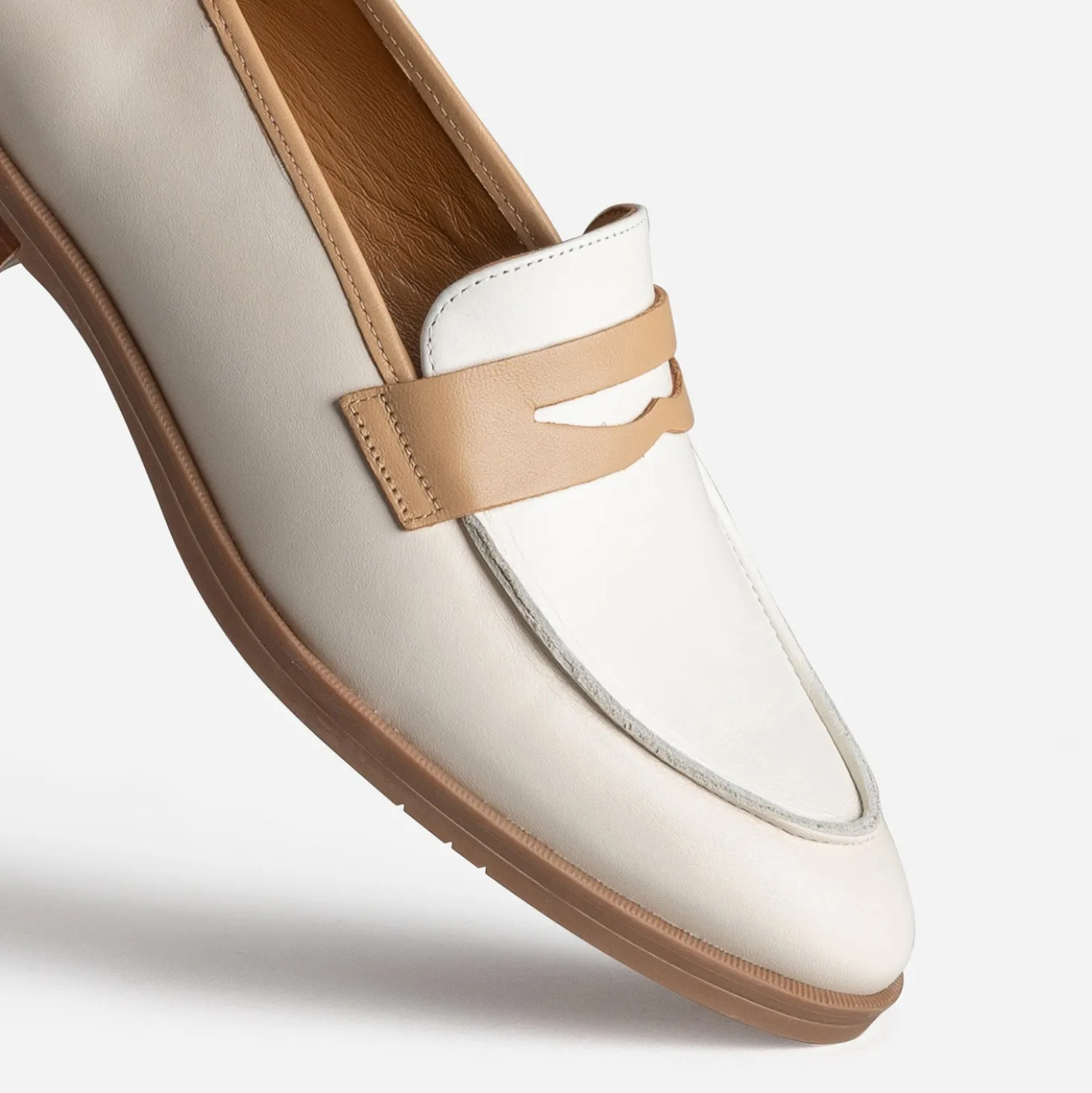 Mocassin ERAM FLEX écru et beige cuir