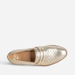 Mocassin ERAM FLEX doré cuir perforé