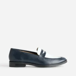 Mocassin ERAM FLEX marine et blanc cuir