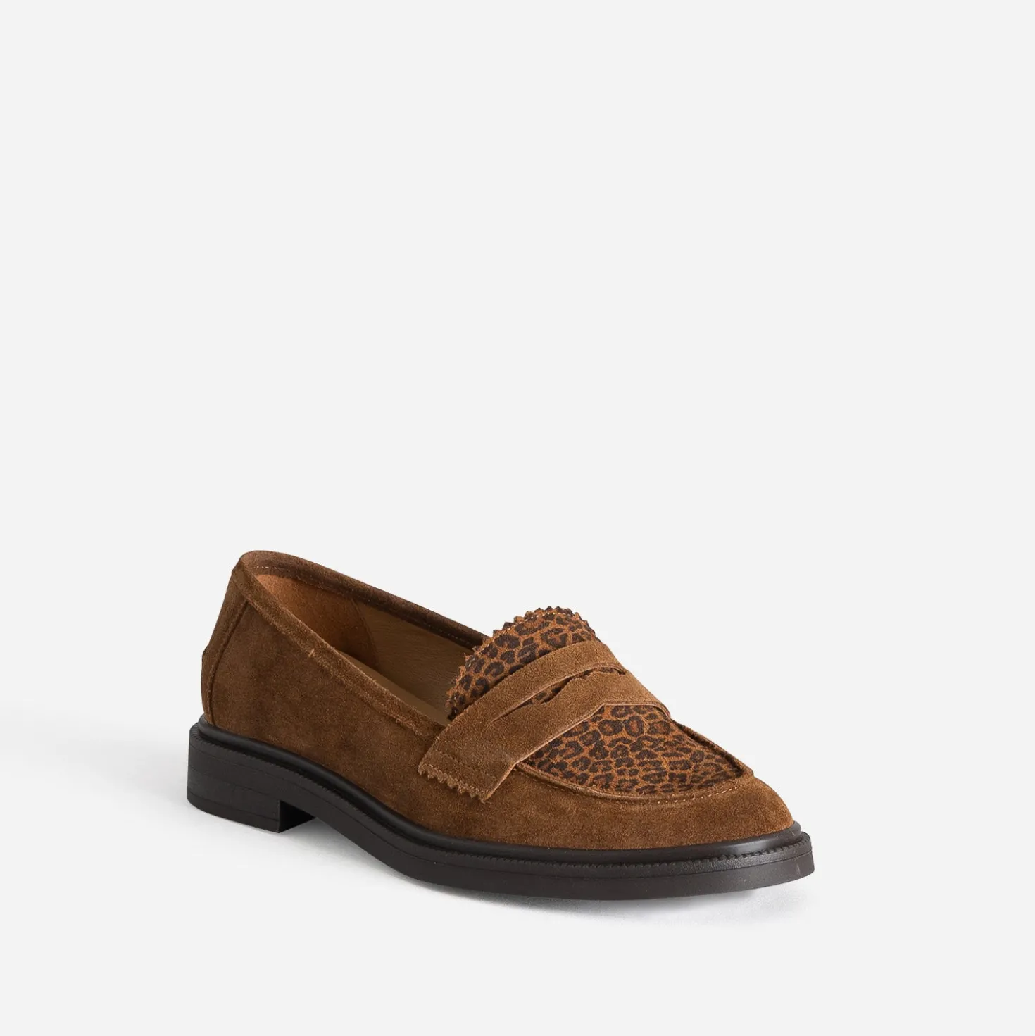 Mocassin ERAM FLEX marron cuir velours