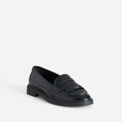 Mocassin ERAM FLEX noir cuir frange
