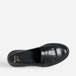 Mocassin ERAM FLEX noir cuir frange