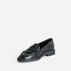 Mocassin ERAM FLEX noir cuir frange